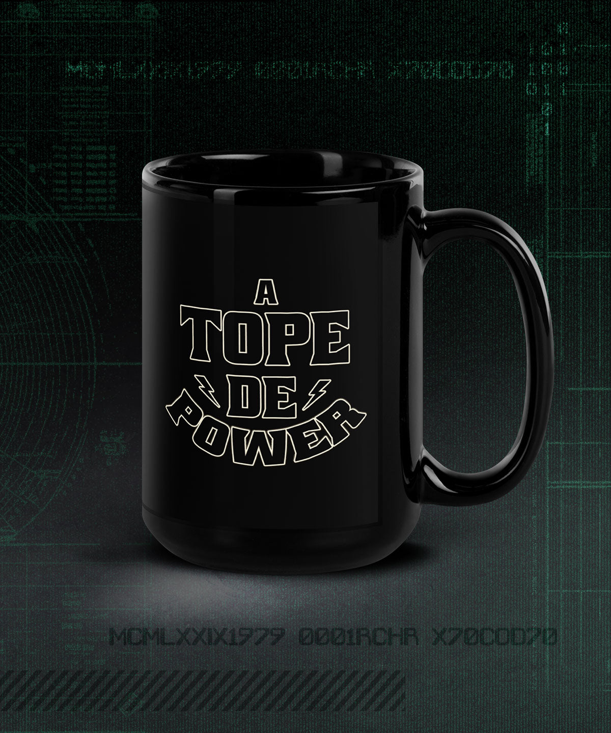 Taza negra "A tope de power"